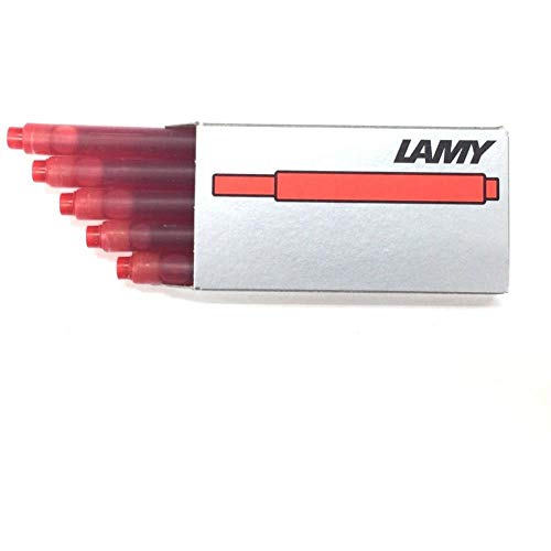 LAMY T 10 Tinte 825 – Tintenpatrone mit großem Tintenvorrat in der Farbe Rot für alle Lamy Patronenfüllhaltermodelle – 5 Stück / 1,25 ml von Lamy