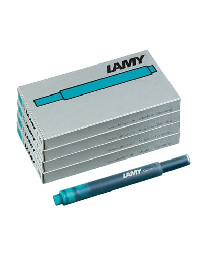LAMY T10 4er Set Tintenpatronen mit großem Tintenvorrat - geeignet für alle Lamy Patronenfüllhaltermodelle - Inhalt 1,25ml je Patrone - 5 Stück pro Päckchen - Tintenfarbe türkis von Lamy