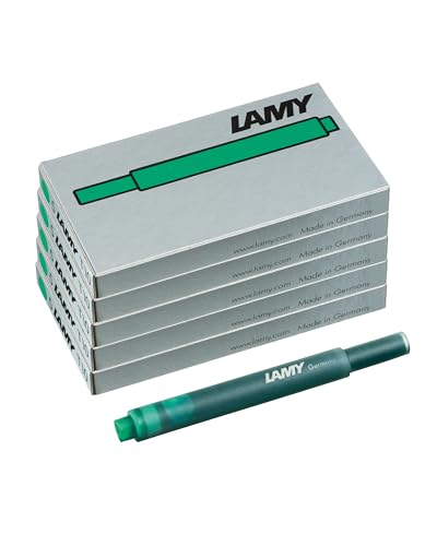 LAMY T10 5er Set Tintenpatronen mit großem Tintenvorrat - geeignet für alle Lamy Patronenfüllhaltermodelle - Inhalt 1,25ml je Patrone - 5 Stück pro Päckchen - Tintenfarbe grün von Lamy