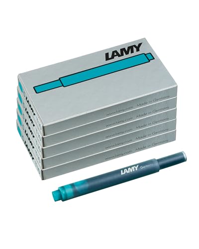 LAMY T10 5er Set Tintenpatronen mit großem Tintenvorrat - geeignet für alle Lamy Patronenfüllhaltermodelle - Inhalt 1,25ml je Patrone - 5 Stück pro Päckchen - Tintenfarbe türkis von Lamy