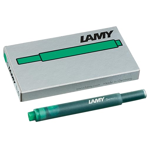 LAMY T10 Tintenpatrone mit großem Tintenvorrat - geeignet für alle Lamy Patronenfüllhaltermodelle - Inhalt 1,25ml je Patrone - 5 Stück pro Päckchen - Tintenfarbe grün von Lamy