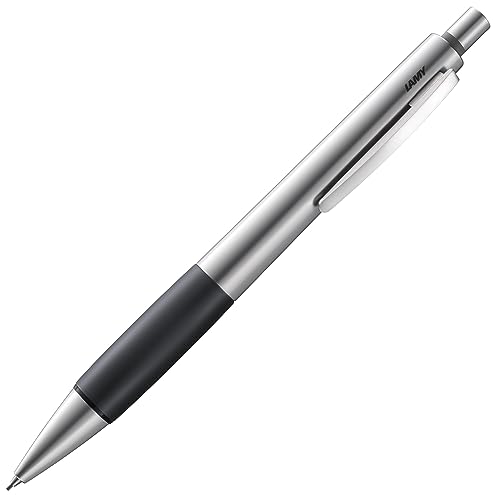 LAMY accent Druckbleistift 196 – Aluminiumfarbener Bleistift mit austauschbarem Kautschukgriffstück und Radiertip – mit 0,7mm Feinstrichmine (LAMY M 40) von Lamy