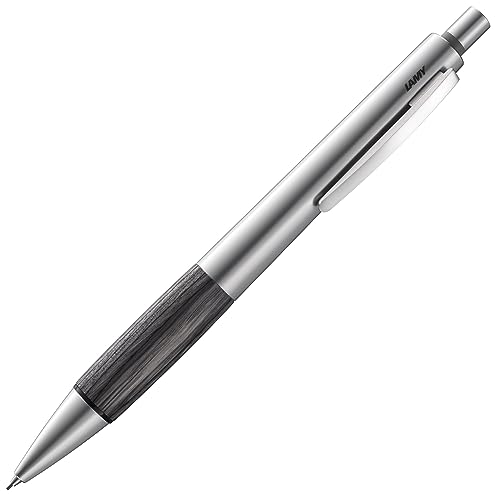 LAMY accent Druckbleistift 196 – Aluminiumfarbener Bleistift mit austauschbarem deepred wood (DR) Griffstück und Radiertip – mit 0,7mm Feinstrichmine (LAMY M 40) von Lamy