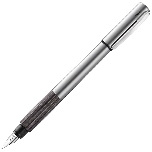 LAMY accent Füllhalter 096 – Füller aus Aluminium mit austauschbarem Griffstück aus braunem Holz und Stahlfeder – Fed... von Lamy