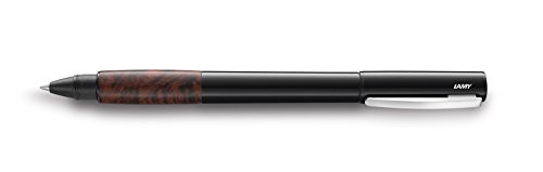 LAMY accent Tintenroller 398- Rollpen aus Aluminium mit austauschbarem Griffstück aus Bruyère-Holz und massivem, abgefedertem Edelstahlclip- Tintenroller-Mine M 63 schwarz- Strichbreite M von Lamy