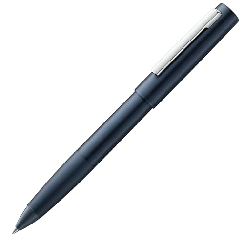 LAMY aion Tintenroller 377 - Rollpen aus eloxiertem Aluminium in der Farbe dunkelblau mit einem hochglanzpolierter Clip aus Edelstahl -Mit Tintenroller-Mine M 63 schwarz- Strichbreite M von Lamy