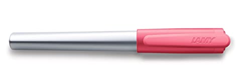 LAMY nexx Füllhalter 082 - Füller in der Farbe Pink aus mattiertem Edelstahl und rutschfestem Griffstück - Mit Großraummine blau - Federstärke LH (Linkshänder) von Lamy