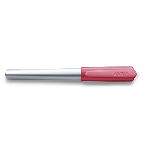 LAMY nexx Füllhalter 082 - Füller in der Farbe Pink aus mattiertem Edelstahl und rutschfestem Griffstück - Mit Großraummine blau - Federstärke M von Lamy