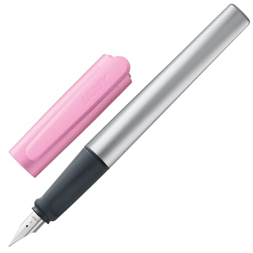 Lamy nexx rose Füller - Füllhalter mit rutschfestem Griff & polierter Stahlfeder in Strichbreite A - dreieckiges Gehäuse aus Aluminium - inkl. Tintenpatrone T 10 blau - Rechtshänder von Lamy