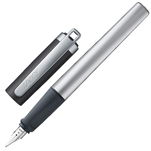 LAMY nexx leichter, stabiler Füllhalter 088 aus Aluminium mit Kappe in anthrazit mit rutschfestem Griffstück und Edelstahlfeder für Linkshänder, ideal für Schreibanfänger, die Schule oder Uni von Lamy