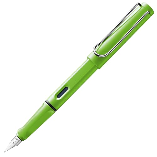 Lamy safari green Füller - Füllhalter mit ergonomischem Griff & polierter Stahlfeder in Strichbreite EF - robuster ASA-Kunststoff - inkl. Tintenpatrone T 10 blau - Rechtshänder von Lamy