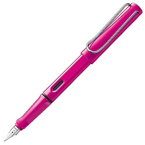 Lamy safari pink Füller - Füllhalter mit ergonomischem Griff & polierter Stahlfeder in Strichbreite B – robuster ASA-Kunststoff - inkl. Tintenpatrone T 10 blau - Rechtshänder von Lamy