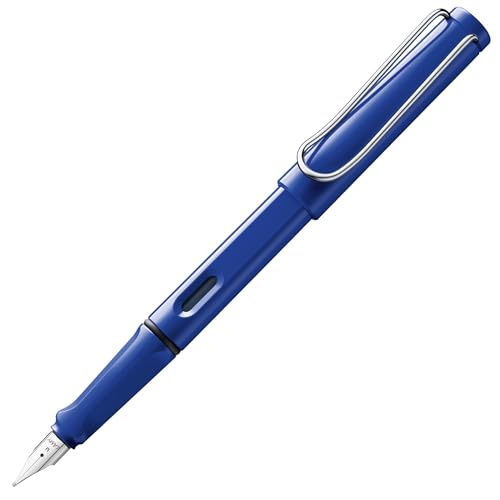 Lamy safari blue Füller - Füllhalter mit ergonomischem Griff & polierter Stahlfeder in Strichbreite EF – robuster ASA-Kunststoff - inkl. Tintenpatrone T 10 blau - Rechtshänder von Lamy
