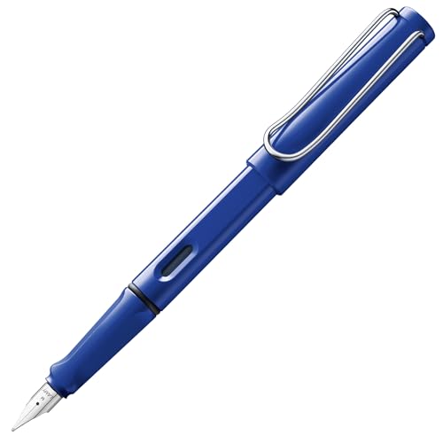 Lamy safari blue Füller - Füllhalter mit ergonomischem Griff & polierter Stahlfeder in Strichbreite M – robuster ASA-Kunststoff - inkl. Tintenpatrone T 10 blau - Rechtshänder von Lamy