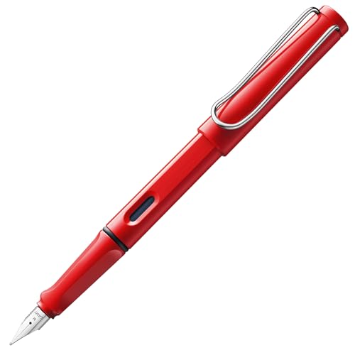 LAMY safari moderner Füllhalter 016 aus robustem Kunststoff in rot mit ergonomischem Griff und Stahlfeder Stichbreite B, inkl. Tintenpatrone LAMY T 10 blau von Lamy