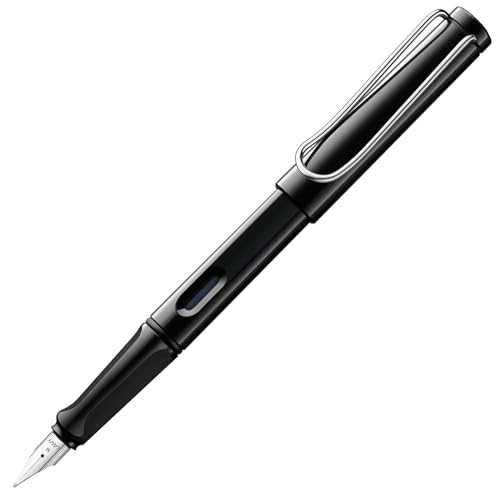 LAMY safari moderner Füllhalter 019 aus robustem Kunststoff in schwarz mit ergonomischem Griff und Stahlfeder Stichbreite F, inkl. Tintenpatrone LAMY T 10 blau von Lamy