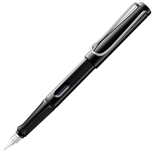 Lamy safari black Füller - Füllhalter mit ergonomischem Griff & polierter Stahlfeder in Strichbreite M – robuster ASA-Kunststoff - inkl. Tintenpatrone T 10 blau - Rechtshänder von Lamy