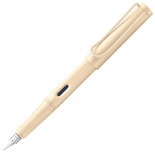 LAMY safari moderner Füllhalter 020 aus robustem Kunststoff in cream mit ergonomischem Griff und Stahlfeder Stichbreite F, inkl. Tintenpatrone LAMY T 10 blau von Lamy