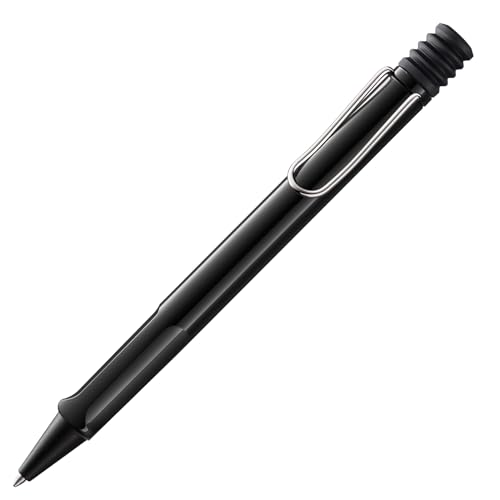 LAMY safari moderner Kugelschreiber 219 aus robustem Kunststoff in schwarz mit ergonomischem Griff und selbstfederndem Metallclip, inkl. Großraummine LAMY M 16 M schwarz von Lamy