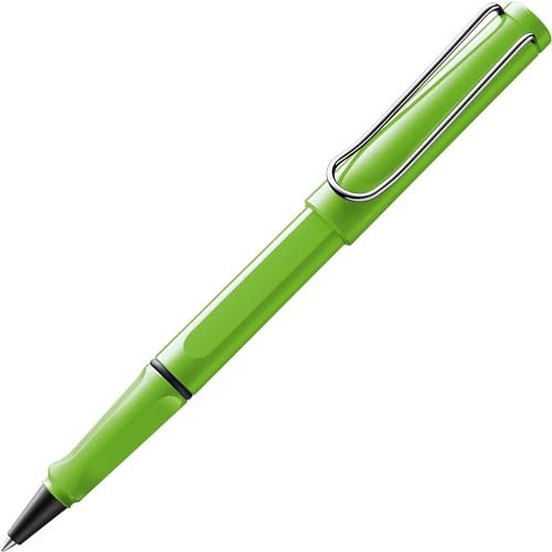 Lamy safari green Tintenroller – zeitlos klassicher Stift mit ergonomischem Griff & Strichbreite M - Gehäuse aus robustem ASA-Kunststoff – mit Tintenrollermine M 63 in blau von Lamy