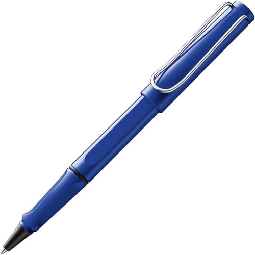 Lamy safari blue Tintenroller – zeitlos klassicher Stift mit ergonomischem Griff & Strichbreite M - Gehäuse aus robustem ASA-Kunststoff – mit Tintenrollermine M 63 in blau von Lamy