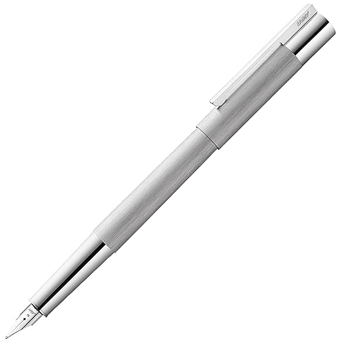 LAMY scala Füllhalter 051 - Füller aus strichmattiertem Edelstahl in der Farbe Silber mit Griffstück und Clip hochglanz verchromt - Federstärke B von Lamy