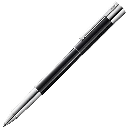 LAMY scala Tintenroller 379 - Rollpen in polierter, schwarzer Glanzlackveredelung mit Griffstück und Clip hochglanz verchromt – Tintenroller-Mine M 63 schwarz – Strichbreite M von Lamy