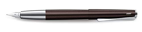 LAMY studio Premium Füllhalter 069 aus Edelstahl in glänzendem Lack Finish und polierte Stahlfeder Federstärke M, propellerförmiger Clip, inkl. Tintenpatrone LAMY T 10 blau von Lamy