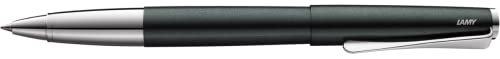 LAMY studio Tintenroller 369 - Rollpen in hochwertigem Palladium-Finish in der Farbe Schwarz-Grün mit propellerförmigem Clip – Tintenroller-Mine M 63 schwarz – Strichbreite M, 1 Stück (1er Pack) von Lamy