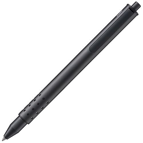 LAMY swift Tintenroller 331 – Rollpen In mattschwarzer Lackoberfläche mit Edelstahlpunkten und versenkbarem Clip – Mit Tintenroller-Mine M 66 blau – Strichbreite B von Lamy