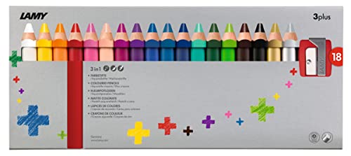 Lamy Farbstift 3plus Faltschachtel 18er Set - Farb-, Aquarell- & Wachsmalstift in einem - aus massivem Lindenholz mit ergonomischer Viereckform - Dicke Mine Ø 10 mm Lamy Farbstift 3plus Faltschachtel 18er Set - Farb-, Aquarell- & Wachsmalstift in einem - aus massivem Lindenholz mit ergonomischer Viereckform - Dicke Mine Ø 10 mm von Lamy