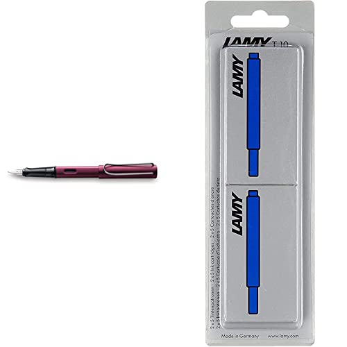 Lamy AL-star Füllhalter 029 – Füller aus Aluminium – Federstärke M & T10 Tintenpatrone 2er Set - Großraumpatronen in der Farbe blau Patronenfüllhaltermodelle - Im Blister 10 Stück von Lamy