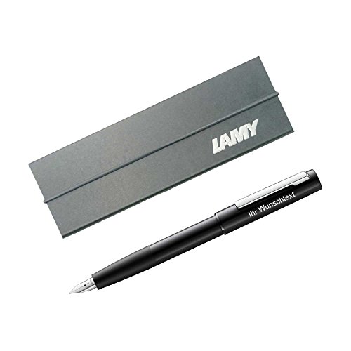 Lamy Füllhalter aion Modell 077, Feder M, inkl. Laser-Gravur, Farbe black (schwarz) von Lamy