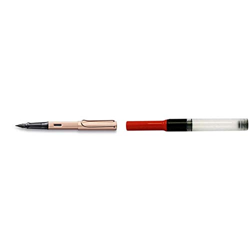 Lamy Lx Füllhalter 076 – Füller aus Aluminium in der Farbe Roségold mit transparentem Griffstück und Stahlfeder – Federstärke M & Z28 Konverter – Konverter für Füllhalter in der Farbe Rot – 1 Stück von Lamy