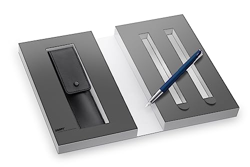 Lamy Set studio Füllhalter in der Farbe Imperialblau Federstärke EF Leder-Etui in der Farbe Schwarz - inkl. Geschenkverpackung von Lamy