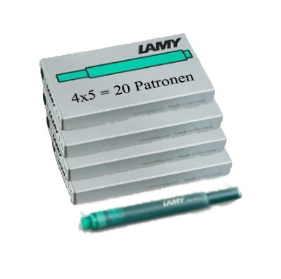 Lamy T10 20 Tintenpatronen 4 Päckchen mit 5 Tintenpatronen, 8 Farben zur Auswahl (4 Päckchen, grün) von Lamy