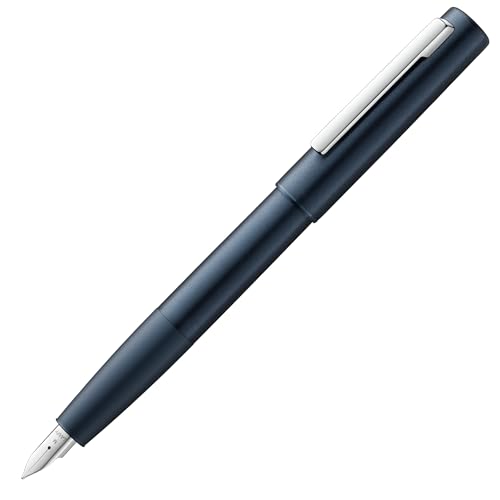 Lamy aion Füllhalter 077 - Füller aus eloxiertem Aluminium in der Farbe dunkelblau mit gestrahltem Griffstück und Stahlfeder -Federstärke F von Lamy