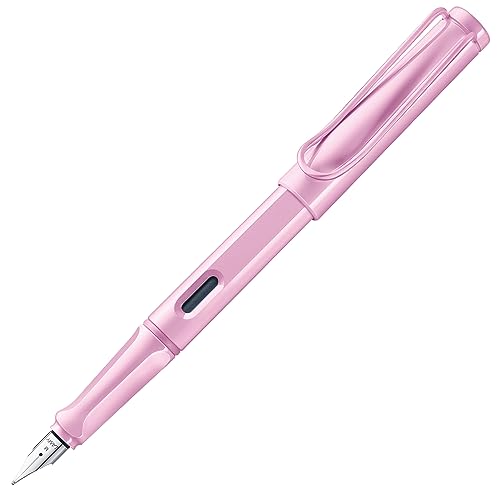 Lamy safari lightrose Füller - Füllhalter mit ergonomischem Griff & polierter Stahlfeder in Strichbreite B - robuster ASA-Kunststoff - inkl. Tintenpatrone T 10 blau - Rechtshänder von Lamy