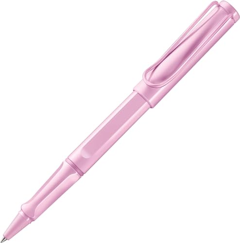 Lamy safari lightrose Tintenroller – zeitlos klassicher Stift mit ergonomischem Griff & Strichbreite M - Gehäuse aus robustem ASA-Kunststoff – mit Tintenrollermine M 63 in schwarz von Lamy