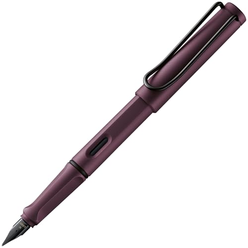 Lamy safari scarlet Füller - Füllhalter mit ergonomischem Griff & polierter Linkshänder-Stahlfeder (LH) in Strichbreite M – robuster ASA-Kunststoff - inkl. Tintenpatrone T 10 blau von Lamy