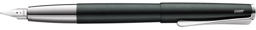 Lamy studio Füllhalter 069 - Füller aus Edelstahl in schwarz-grünem Lack-Finish mit einem polierten Edelstahlgriffstück - silberne Stahlfeder poliert – Federstärke EF von Lamy
