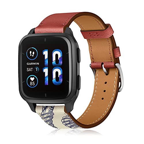 LanQii 20mm Lederarmband Kompatibel mit Garmin Venu Sq 2/Sq 2 Music/Venu 2 Plus/Venu Sq, Armband Leder Ersatz Ersatzarmband für Amazfit GTR Mini/Amazfit GTS 4/GTS 4 Mini/GTS 3/GTS 2 Mini/2e -Rot/Grau von LanQii