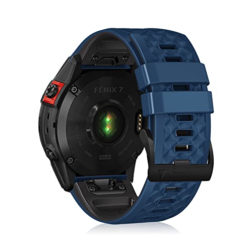 LanQii 22mm QuickFit Silikon Armband Kompatibel mit Garmin Fenix 7 Pro Solar/Approach S70 47mm/Fenix 7/6/5/6 Pro, Sport Ersatzarmband für Garmin EPIX 2/EPIX/Forerunner 965/955/945/935 (Blau+Schwarz) von LanQii