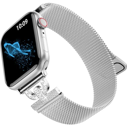 LanQii Armband für Apple Watch Series 10 46 mm/9/8/7 45 mm/Watch Ultra 2/1 49 mm, Edelstahl Magnetisch Ersatzarmband für Apple Watch SE 2/1 44 mm/Watch Series 6/5/4 44 mm/3/2/1 42 mm, Silber LanQii Armband für Apple Watch Series 10 46 mm/9/8/7 45 mm/Watch Ultra 2/1 49 mm, Edelstahl Magnetisch Ersatzarmband für Apple Watch SE 2/1 44 mm/Watch Series 6/5/4 44 mm/3/2/1 42 mm, Silber von LanQii