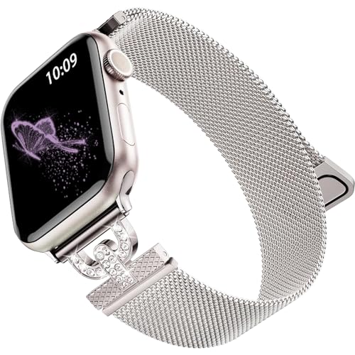 LanQii Armband für Apple Watch Series 10 46 mm/9/8/7 45 mm/Watch Ultra 2/1 49 mm, Edelstahl Magnetisch Ersatzarmband für Apple Watch SE 2/1 44 mm/Watch Series 6/5/4 44 mm/3/2/1 42 mm, Sternenlicht LanQii Armband für Apple Watch Series 10 46 mm/9/8/7 45 mm/Watch Ultra 2/1 49 mm, Edelstahl Magnetisch Ersatzarmband für Apple Watch SE 2/1 44 mm/Watch Series 6/5/4 44 mm/3/2/1 42 mm, Sternenlicht von LanQii