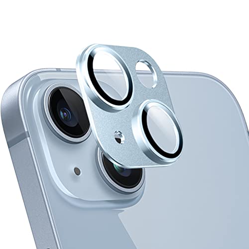 LanQii Kamera Schutzfolie Kompatibel mit iPhone 14/iPhone 14 Plus, Metall Kamera Panzerglasfolie, 9H Härte, Anti-Kratzen, Volle Bedeckung Linse Kameraschutz für iPhone 14/iPhone 14 Plus -Blau von LanQii