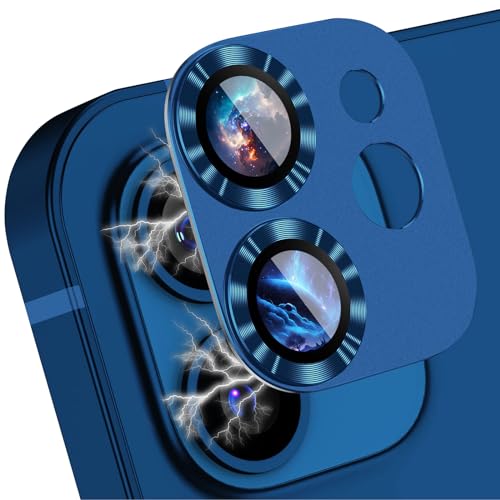 LanQii Kameraschutz Kompatibel mit iPhone 12, Kamera Schutzfolie Panzer Schutz Glas Folie Linsenschutz Aluminiumlegierung 9H Härte für iPhone 12 -Blau von LanQii