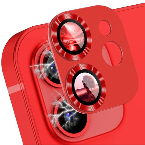 LanQii Kameraschutz Kompatibel mit iPhone 12, Kamera Schutzfolie Panzer Schutz Glas Folie Linsenschutz Aluminiumlegierung 9H Härte für iPhone 12 -Rot von LanQii