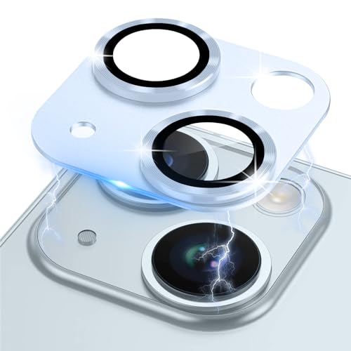 LanQii Kameraschutz Kompatibel mit iPhone 15/iPhone 15 Plus, Kamera Schutzfolie Panzer Schutz Glas Folie Linsenschutz Aluminiumlegierung 9H Härte für iPhone 15/iPhone 15 Plus -Blau von LanQii
