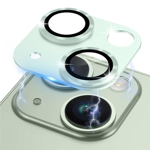 LanQii Kameraschutz Kompatibel mit iPhone 15/iPhone 15 Plus, Kamera Schutzfolie Panzer Schutz Glas Folie Linsenschutz Aluminiumlegierung 9H Härte für iPhone 15/iPhone 15 Plus -Grün von LanQii